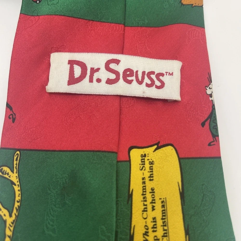 Dr.Seuss The Grinch Who Stole Christmas 100% Silk Tie Hand Sewn Vintage 1996